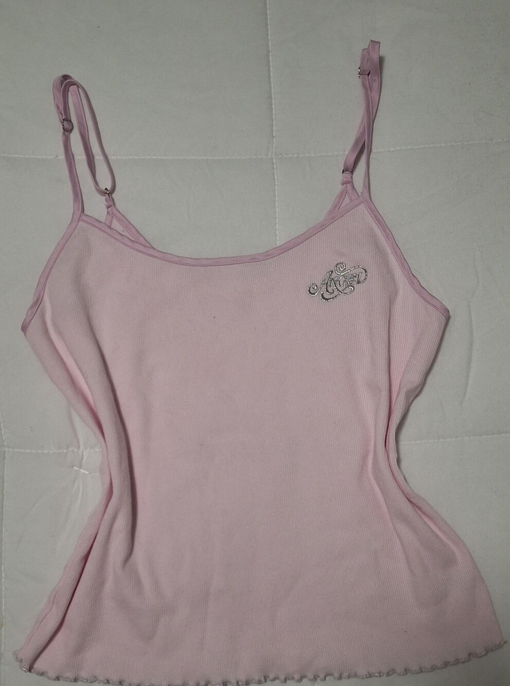 Victoria's Secret Light Pink Ribbed Camisole with Sparkle Embroided Logo